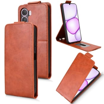 Флип-чехол Magnetic Vertical Flip Leather на Realme C100i 4G / C100x 4G — коричневый