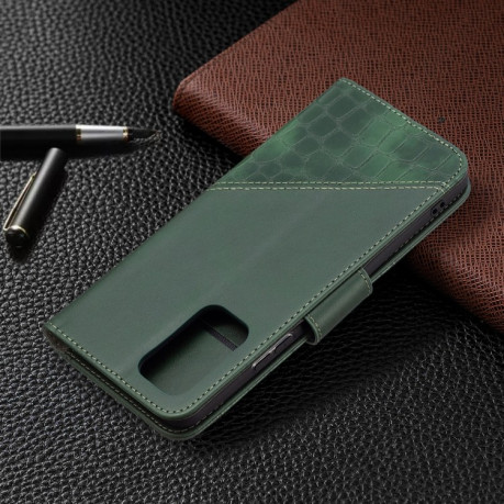 Чехол-книжка Matching Color Crocodile Texture на Xiaomi Redmi Note 10 Pro - зеленый