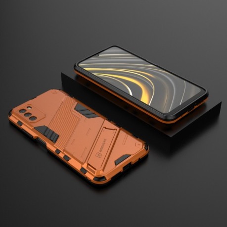 Противоударный чехол Punk Armor для Xiaomi Poco M3 - оранжевый