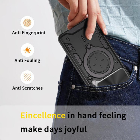 Противоударний чехол CD Texture Sliding Camshield Magnetic Holder на OPPO A5 Pro 5G Global - сріблястий