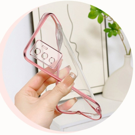 Противоударный чехол Plated Gradient Glitter Round Holder для Vivo S10e / V23e 4G / 5G - фиолетовый