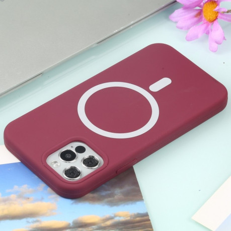 Противоударный чехол Nano Silicone (Magsafe) для iPhone 13 Pro - винно-красный