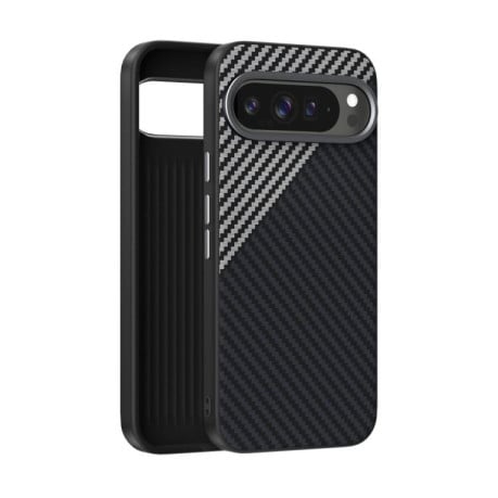 Карбоновий чохол ABEEL C Carbon Fiber Series фактура 6D Micro Relief з MagSafe на Google Pixel 10 Pro XL - чорно-сірий