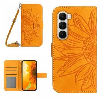 Чехол-книжка Skin Feel с рисунком подсолнуха на Infinix Hot 60 Pro+ 4G - желтый