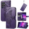Чехол-книжка Butterfly Love Flower Embossed для Samsung Galaxy S24 Ultra 5G - фиолетовый