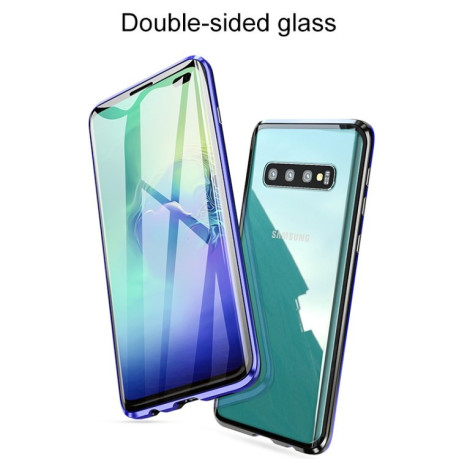 Двусторонний магнитный чехол Magnetic Angular Frame Tempered Glass на Samsung Galaxy S10 + Plus - черный