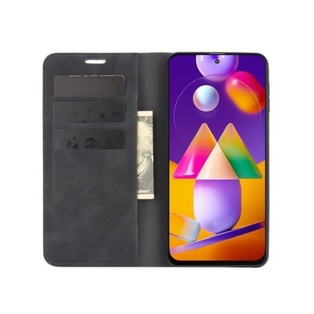 Чехол-книжка Retro-skin Business Magnetic на Samsung Galaxy M31s - черный