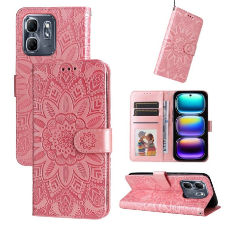 Чехол-книжка Embossed Sunflower для Infinix Hot 50i / Smart 9 - розовый