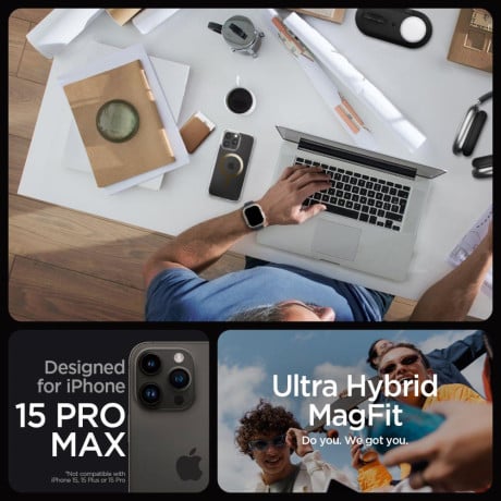 Оригинальный чехол Spigen Ultra Hybrid (Magsafe) для iPhone 15 Pro Max- Gold