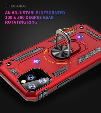 Протиударний чохол HMC з поворотною підставкою на iPhone 11 Pro Max-червоний
