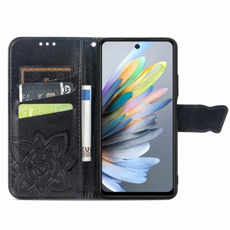 Чехол-книжка Butterfly Love Flower Embossed для Motorola Moto G35 - черный
