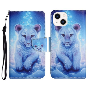 Чохол-книжка Colored Drawing Pattern для iPhone 14 Plus - Leopard