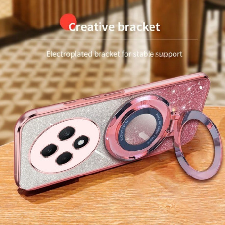 Протиударний чохол Plated Gradient Glitter Round Holder для OPPO Reno12 F/12FS - сріблястий