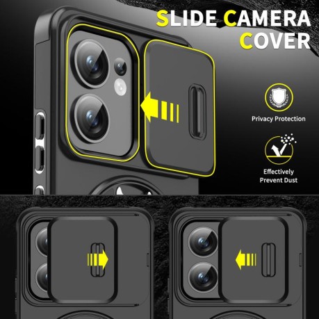 Протиударний чохол Sliding Camshield Ring Holder для OPPO Reno13 F/Reno13 FS- червоний