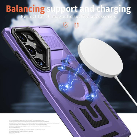 Протиударний чохол Shield Frame Holder MagSafe  для Samsung Galaxy S25+ 5G - фіолетовий