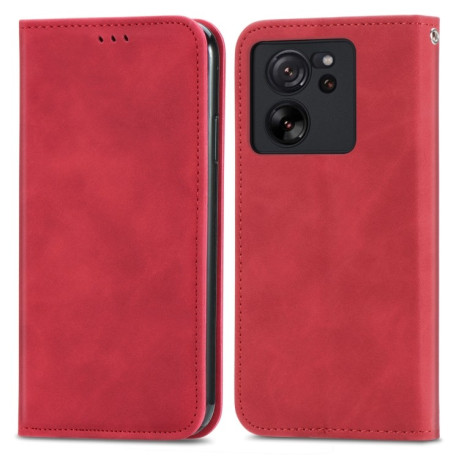 Чехол-книжка Retro Skin Feel Magnetic Flip Leather для Xiaomi 13T / 13T Pro - красный