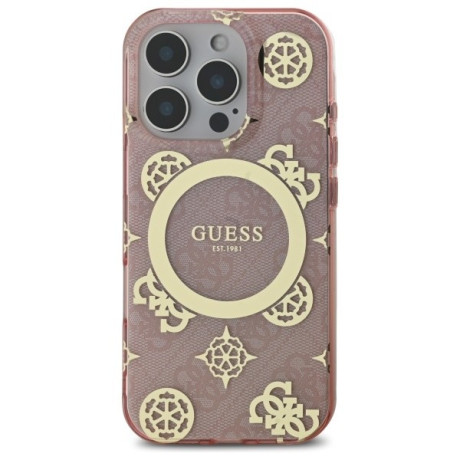Оригінальний чохол Guess IML Peony On 4G Background MagSafe для iPhone 16 Pro - Pink