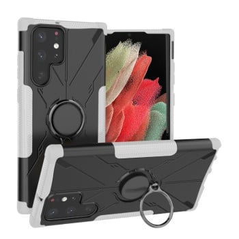 Противоударный чехол Machine Armor Bear для Samsung Galaxy S22 Ultra 5G - белый