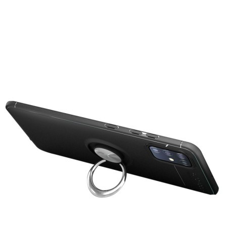 Ударозащитный чехол Metal Ring Holder 360 Degree Rotating на Samsung Galaxy А51-черно-синий