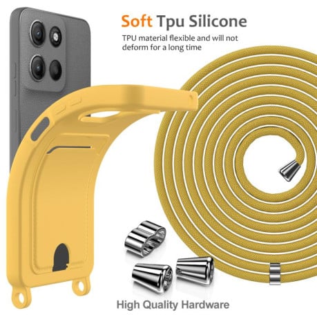 Силіконовий чохол Integrated Card Bag Solid Color Liquid Silicone на Motorola Moto G15/G15 Power 4G - жовтий