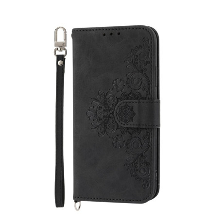 Чехол-книжка Skin-feel Flowers Embossed для OPPO A3/A3x/A40m - черный