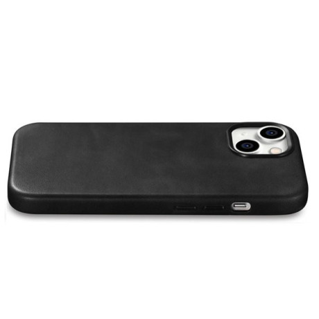 Кожаный чехол iCarer Leather Oil Wax (MagSafe) для iPhone 15 - черный