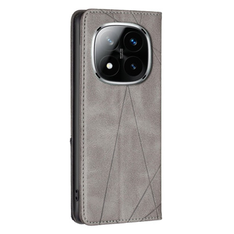 Чохол-книжка Rhombus Texture для Xiaomi Redmi Note 14 Pro 5G / Note 14 Pro+ 5G - сірий