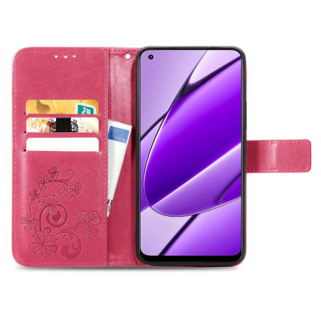 Чехол Four-leaf Clasp Embossed Buckle на Realme 11 4G Global - красный
