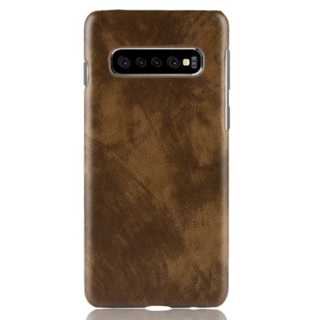 Шкіряний чохол Litchi Texture на Samsung Galaxy S10 5G -коричневий