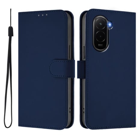 Чехол-книжка с мягким покрытием (Skin Feel) со шнурком на Xiaomi Poco M7 4G 169mm - синий