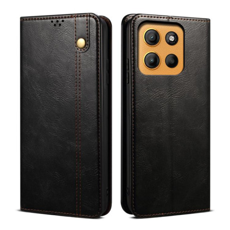 Чехол-книжка Simple Wax Crazy Horse для Motorola Moto G15 - черный