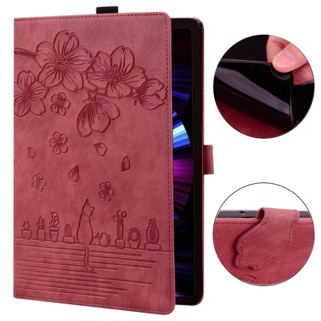 Чохол-книжка Cartoon Sakura Cat для Xiaomi Redmi Pad SE 8.7 - червоний