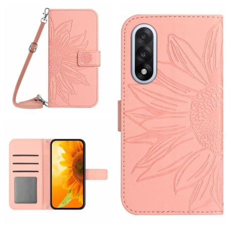Чохол-книжка Skin Feel з малюнком соняшника на OnePlus Nord 5 5G / Ace 5 Ultra - рожевий