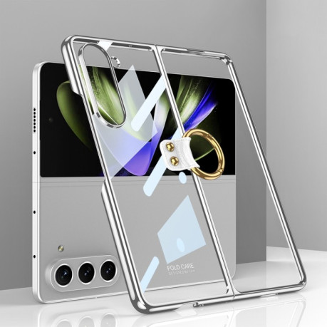 Противоударный чехол GKK Electroplating with Ring для Samsung Galaxy Fold 5 - серебристый