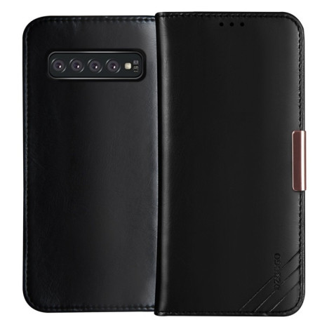 Кожаный чехол- книжка DZGOGO ROYALE II Series со встроенными магнитами на Samsung Galaxy S10 Plus-черный