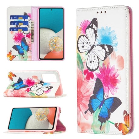 Чехол-книжка Colored Drawing Pattern Invisible на Samsung Galaxy A53 5G - Two Butterflies