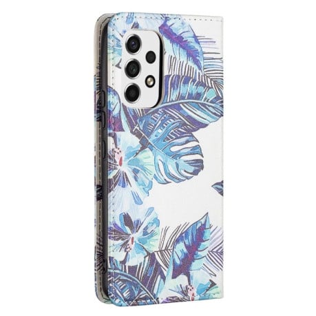 Чохол-книжка Colored Drawing Pattern Invisible Samsung Galaxy A53 5G - Blue Leaf