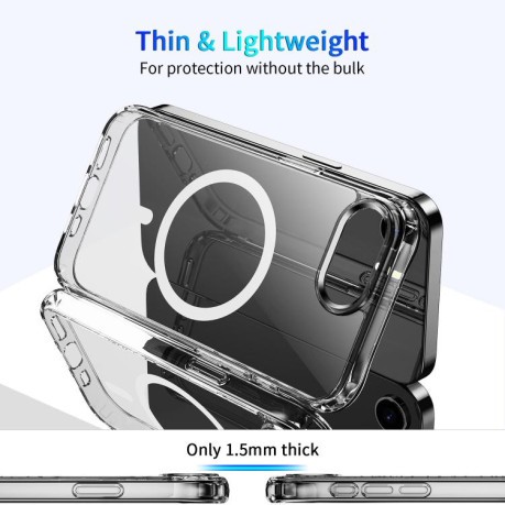 Противоударный чехол Magnetic Four Corner Airbags (Magsafe) для iPhone 16e - прозрачный