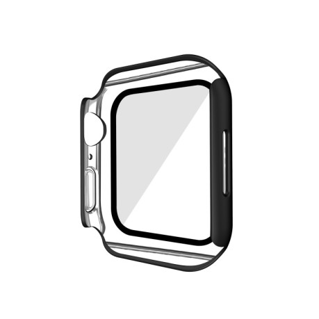 Противоударная накладка с защитным стеклом Electroplating Matte для Apple Watch Series 8 / 7 45mm - черная