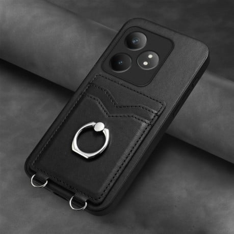 Протиударний чохол R20 Ring Card Holder для Realme GT Neo6 SE - чорний