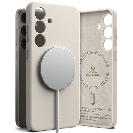 Оригінальний чохол Ringke Silicone MagSafe для Samsung Galaxy S25+ - Beige