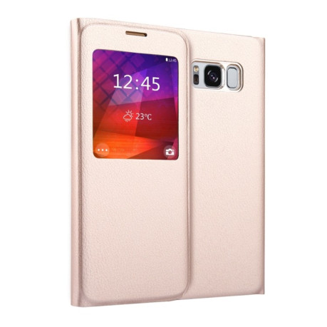 Чохол-книжка Litchi Texture Display ID Samsung Galaxy S8 Plus - золотий