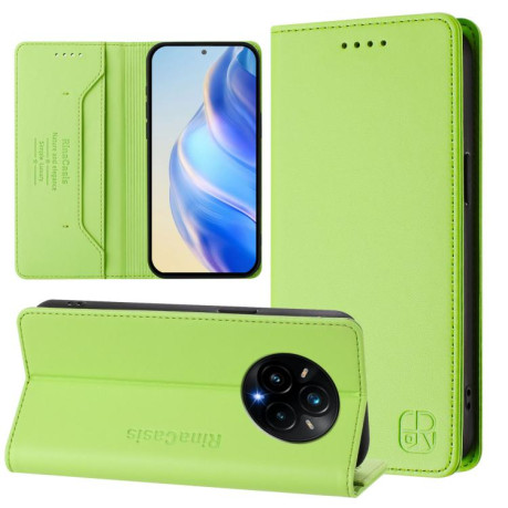 Чохол-книжка RC01 Dual-Folded Magnetic Suction RFID Leather на Realme 14 Pro+ 5G - зелений