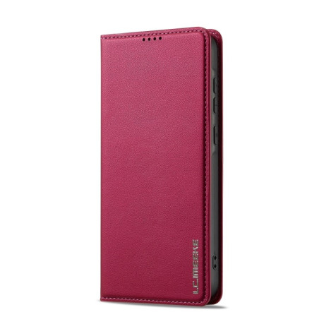 Чехол-книжка LC.IMEEKE L1 Series Frosted Fine Texture для Samsung Galaxy S25+ 5G - красный