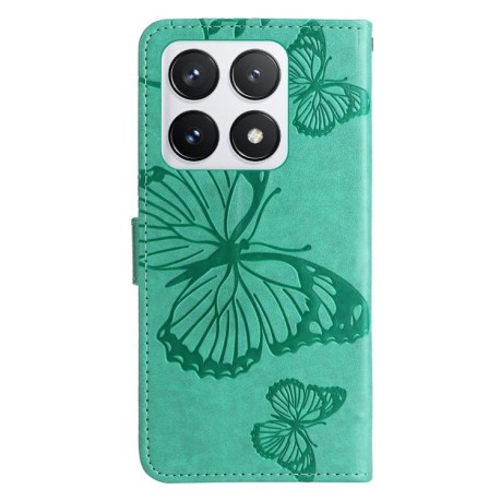 Чехол-книжка Embossed Butterfly для Xiaomi 14T Pro - зеленый