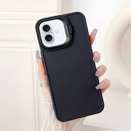 Противоударный чехол Lens Frame Holder Shockproof для iPhone 16 - черный