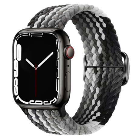 Ремешок Buckle Nylon Braided для Apple Watch Ultra 49mm / 45mm / 44mm /42mm - черно-серый
