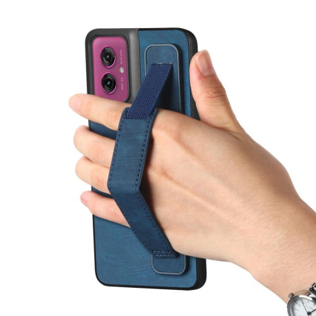 Протиударний чохол Retro Wristband Holder Leather Back для Motorola Moto G55 - синій