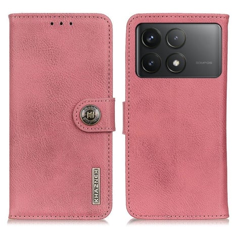 Чохол-книжка KHAZNEH Cowhide Texture на Xiaomi Poco F6 Pro - рожевий