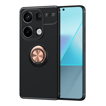 Ударозащитный чехол Metal Ring Holder для Xiaomi Redmi Note 13 Pro 4G / Poco M6 Pro 4G - черно-золотой